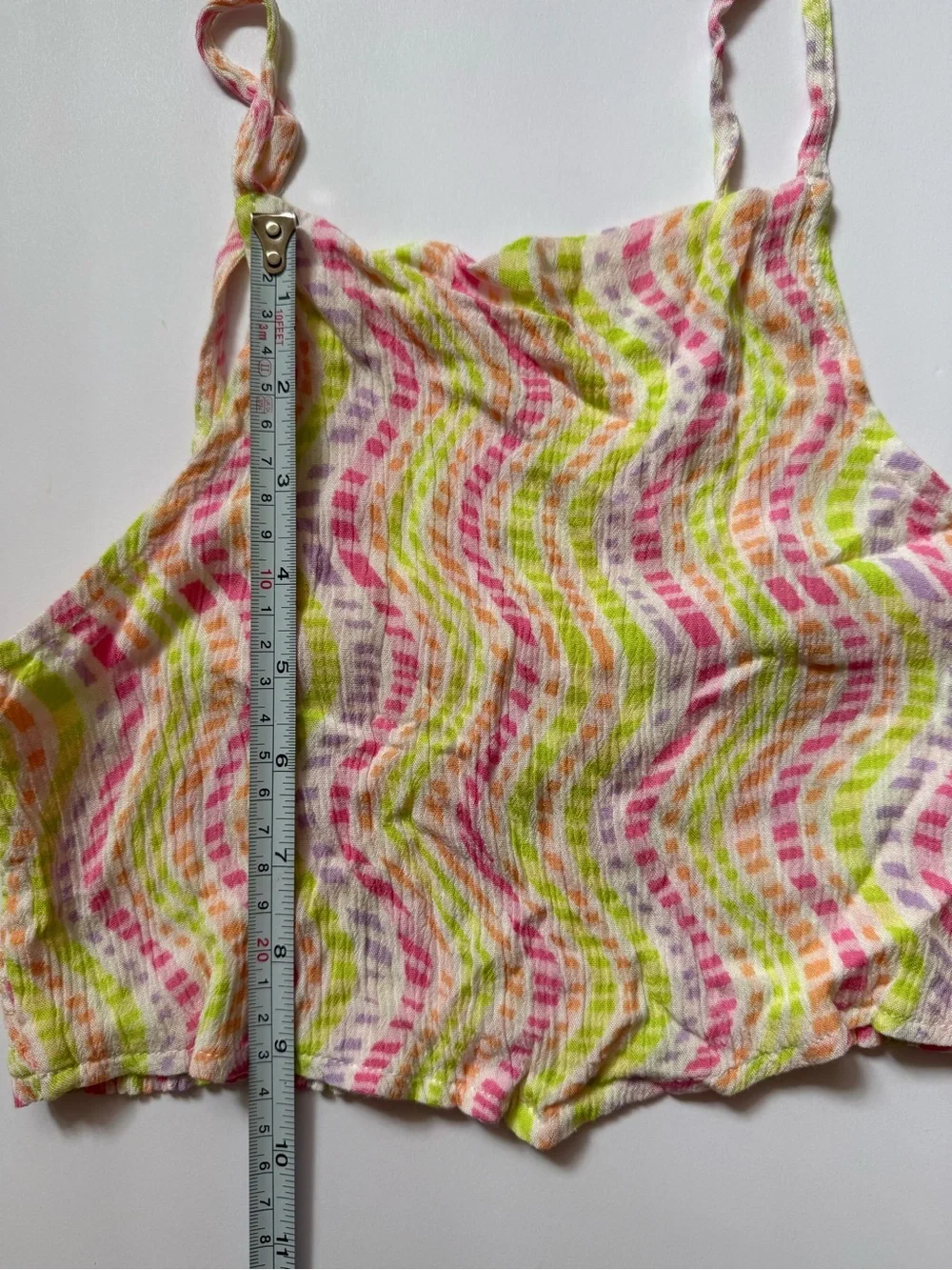 Zara Girls Multicolor Smocked Crop Tank Top Size 11-12 152 Rainbow Crinkle